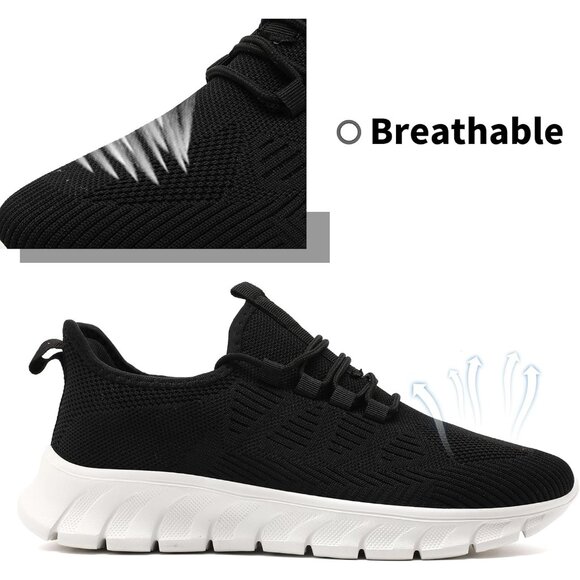 Women H Black-white Running Tennis Lightweight Workout Sport Jogging Sneakers - Picture 4 of 7